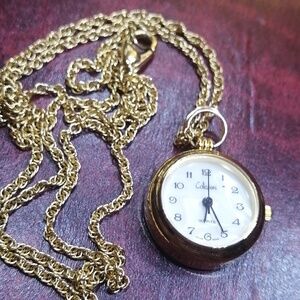 Collezioni Quartz Gold Tone Vintage Pendant Watch 24" Long Rope Chain